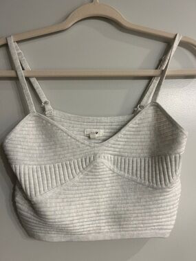 aerie Cream Ribbed Crop Top